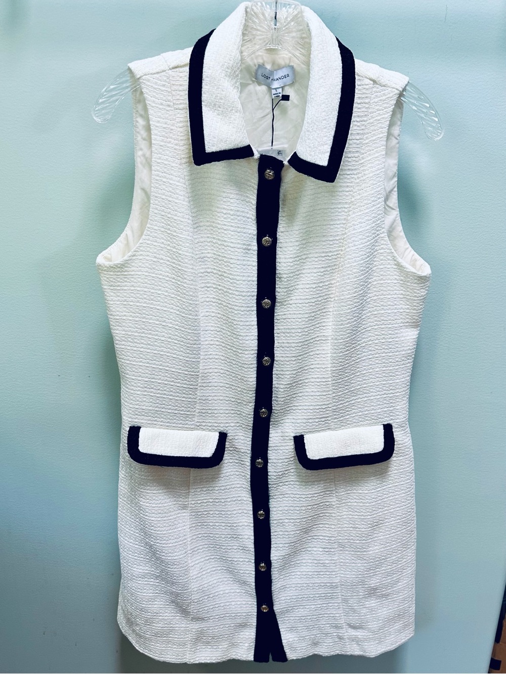 Lost + Wander Mini Sleeveless Button Up Shift size L NWT p-p 19” s- h 34”